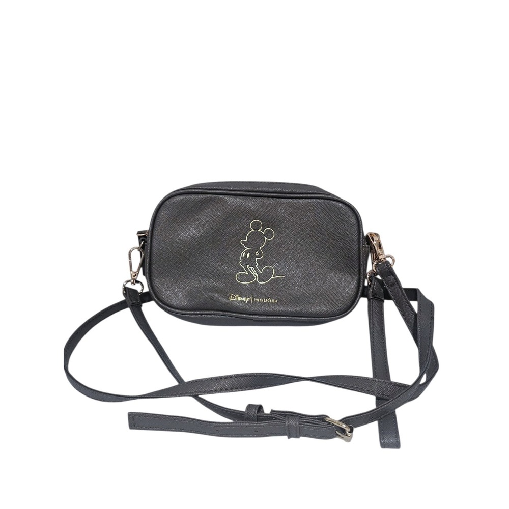 Disney x Pandora Mickey Mouse Black Saffiano Crossbody Bag Gold Foil Outline